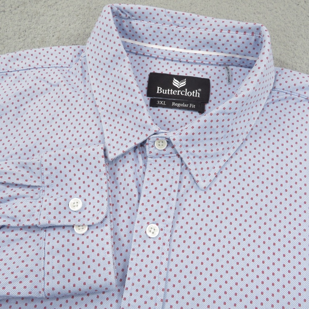 Buttercloth Mens 3XL Blue Red Graphic Print Icy Cotton Performance Shirt 017061
